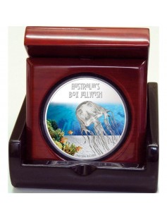 Tuvalu 2011 1 $ Deadly and Dangerous BOX JELLYFISH 1 Oz Silver Coin NEW