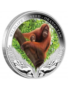 Tuvalu 2011 $1 Wildlife in Need - ORANGUTAN 1 Oz Silver Proof Coin