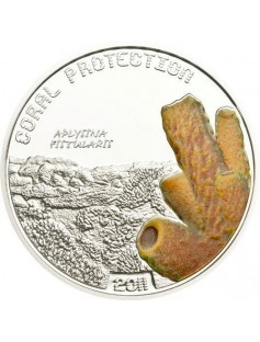 Tuvalu 2011 1$ 1/2Oz Silver Coral Protection Aplysina Fistularis Coin