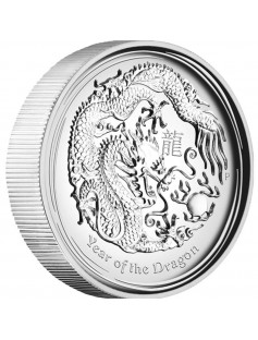 Australia 2012 $1 Lunar Series II Year of the Dragon High Relief 1oz Silver Coin