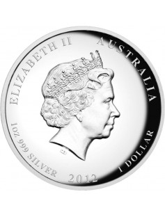 Australia 2012 $1 Lunar Series II Year of the Dragon High Relief 1oz Silver Coin