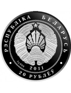 Belarus - 2011 - 20 Rubles - HEDGEHOG FAMILY - with - SWAROVSKI - silver soin