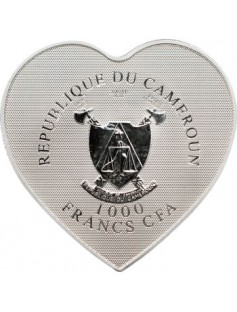 Cameroon 2013 1000 Francs HEART OF LOVE 25 g Silver Coin 3D-Hologram NEW
