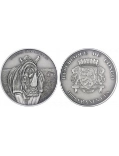 Congo - 2012 - 1000 Francs - Africa Series - RHINOCEROS - 1Oz Silver AF NEW