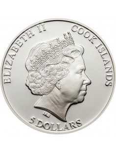 Cook 2012 5 $ Flowers of the World - CHERRY BLOSSOM IN CLOISONNE Silver Coin NEW