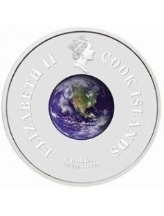 Cook Islands $1 50th Anniversary of SPUTNIK 1957 - 2007 1 Oz Silver Orbital Coin