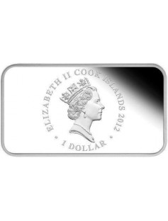 Cook Islands 2012 $1 YEAR OF THE DRAGON Red 1 Oz Silver Proof Rectangle Coin NEW