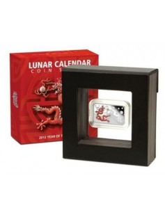 Cook Islands 2012 $1 YEAR OF THE DRAGON Red 1 Oz Silver Proof Rectangle Coin NEW