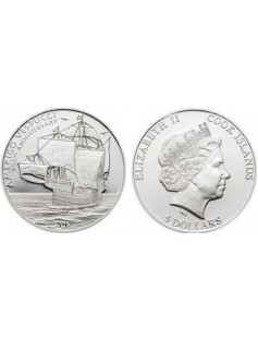 Cook Islands 2012 5 $ AMERIGO VESPUCCI 500th Anniversary 20 g Silver Coin NEW