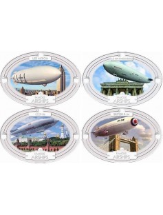 Fiji 2009 $2 Famous Airships of the 1920s & 30s Art Deco 4x 1 Oz Silver Coin Set