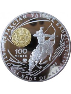 Kazakhstan 2008 100 Tenge Great Commanders - Chingiz Khan 1 Oz Silver Proof Coin