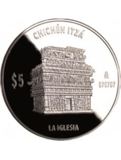 Mexico 2012 5 Pesos Chichen Itza - The Church 1 Oz Silver Proof Coin