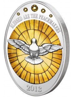 Cook Islands 2013 5$ ALABASTER WINDOW Weltfrieden Gold Gilded Silver Coin