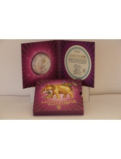 Niue 2012 2 $ Lucky Coins - ELEPHANT 28.28 g Silver Proof Coin partly Gilded