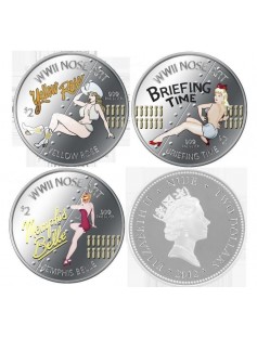 Niue 2012 $2 WWII Bombers Pin-Ups - Nose Art 3 x 1 Oz Silver Proof Coin Set