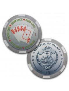 Palau - 1 Dollar - GOOD LUCK - Coin Set - 9 in 1 - silver casino set