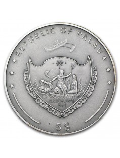 Palau - 2010 - 5 Dollars - Treasures of the World SAPPHIRE Silver Coin