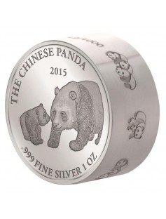 Gabon 2015 1000 Francs Chinese Panda Smick Ounce Edition 1oz Silver Coin