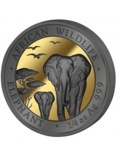 Somalia 2015 African Wildlife Elephant Gold Ruthenium Golden Enigma Silver Coin