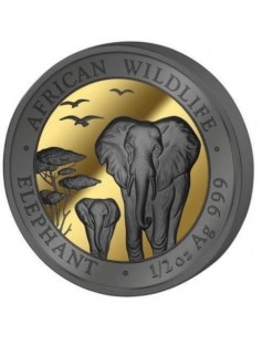 Somalia 2015 African Wildlife Elephant Gold Ruthenium Golden Enigma Silver Coin
