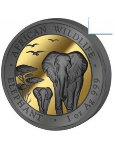 Somalia 2015 African Wildlife Elephant Gold Ruthenium Golden Enigma Silver Coin