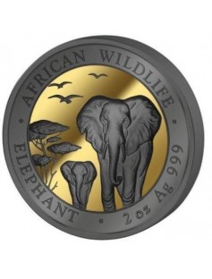 Somalia 2015 African Wildlife Elephant Gold Ruthenium Golden Enigma Silver Coin