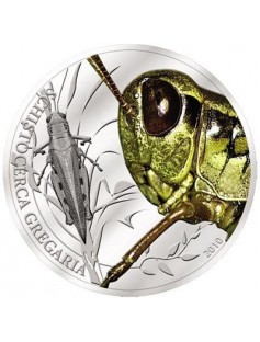 Palau 2010 2$ 1/2Oz Silver Grasshopper Schistocerca Gregaria Coin
