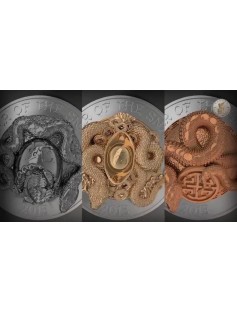 Rwanda - 2013 - 3x500Franks - Pave 3D Set - SNAKE - Coin with Gemstones - NEW