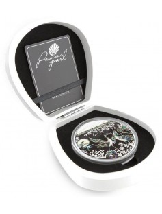 Papua 2015 10 Kina PRECIOUS PEARL CRANES Shell Money 3 Oz Silver Coin