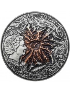 Niue 2015 2$ Volcano Vesuvius Pompeii Lava 2 Oz Silver Coin Mintage 688