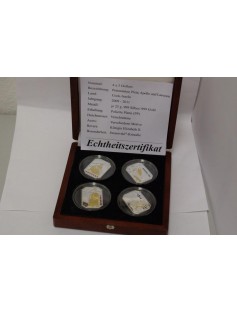 Cook Islands 2009-2011 4x5$ Vatican Art 4 Silver Coin Set with Swarovski