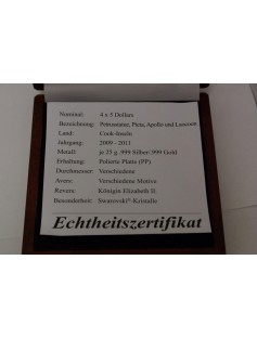 Cook Islands 2009-2011 4x5$ Vatican Art 4 Silver Coin Set with Swarovski