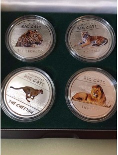 Republique du Congo 2011 4x30 Francs Magnificent Big Cats 4x20g Silver Coin Set