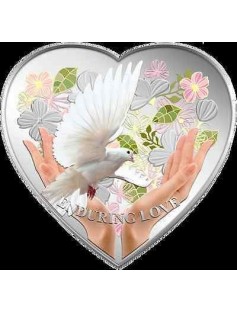 Cook Islands 2012 1$ ENDURING LOVE White Dowes Heart 20g Silver Proof Coin