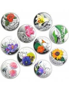 Belarus 2013 10x 10 Ruble Beauty of flowers 10x 14,14g Silver Coin Set