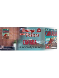 Niue 2015 $1 Vintage Mini Posters - Visit Canada Limited 1/2 Oz Silver Coin