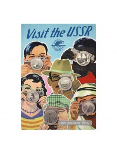 Niue 2015 $1 Vintage Mini Posters - Visit the USSR 1/2 Oz Silver Coin 