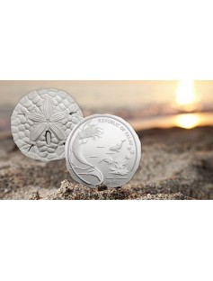 Palau 2017 1 Dollar Sand Dollar  .999 Fine 1oz.  Proof Silver Coin