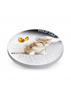 Fiji 2013 Wild Cat FELIS MARGARITA Sand cat Dogs & Cats 1 Oz Proof Silver Coin