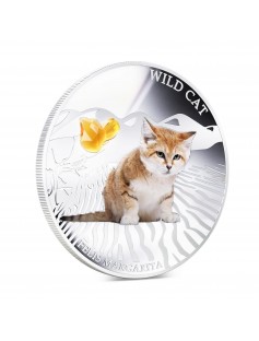 Fiji 2013 Wild Cat FELIS MARGARITA Sand cat Dogs & Cats 1 Oz Proof Silver Coin