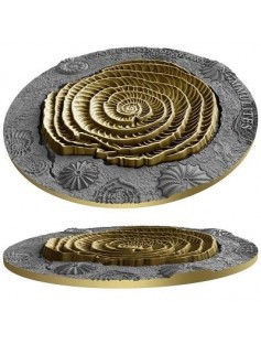 Niue 2017 $2 Evolution of Earth - Nummulites 2oz High Relief Silver Coin Gilding