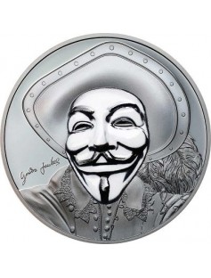 Cook Islands 2017 5$ ANONYMOUS 3D GUY FAWKES MASK HISTORIC 1oz Silver coin
