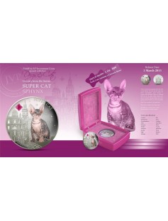 Fiji 2013 Syper Cat SPHYNX Dogs & Cats 1 Oz Proof Silver Coin