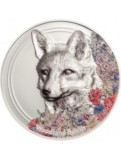 Mongolia 2018 500 Togrog Woodland Spirits Fox 1 OZ silver coin