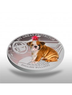 Fiji 2013 My Great Protector II English Bulldog Dogs & Cats 1 Oz Silver Coin