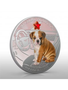 Fiji 2013 My Great Protector II English Bulldog Dogs & Cats 1 Oz Silver Coin