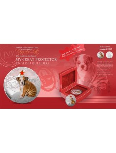 Fiji 2013 My Great Protector II English Bulldog Dogs & Cats 1 Oz Silver Coin