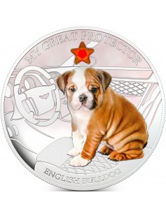 Fiji 2013 My Great Protector II English Bulldog Dogs & Cats 1 Oz Silver Coin