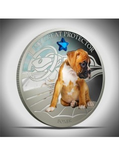 Fiji 2013 My Great Protector The Boxer Dogs & Cats 1 Oz Proof Silver Coin