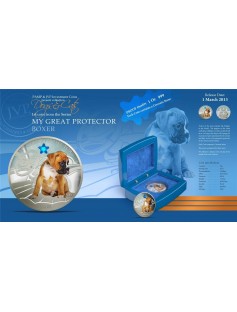 Fiji 2013 My Great Protector The Boxer Dogs & Cats 1 Oz Proof Silver Coin